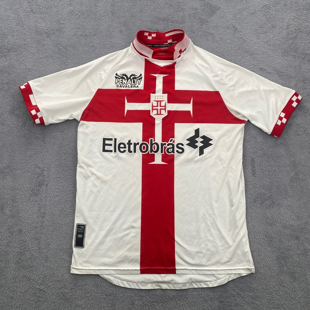 Vasco da Gama Soccer Jersey Mens Medium White Red Eletrobras Cavalera Penalty